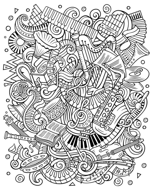 Cartoon raster doodles Illustration de contour de la musique classique - Photo, image