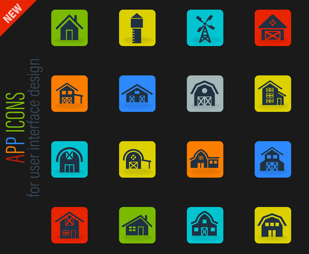 budynek gospodarstwa wektor kolor ikony web na ciemnym tle do projektowania interfejsu użytkownika - Wektor, obraz