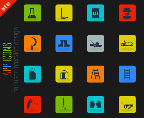 garden tools vector icons for web and user interface design - Vector, Image