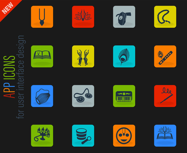lièvre krishna vecteur couleur icônes web sur fond sombre pour la conception de l'interface utilisateur - Vecteur, image