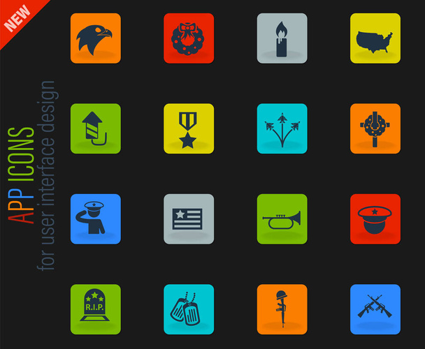 memorial day vector icons for web and user interface design - Vector, Image