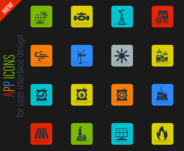 Icone dell'industria della generazione di energia per la progettazione dell'interfaccia utente - Vettoriali, immagini