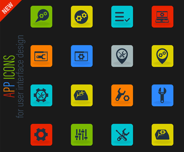 settings vector icons for web and user interface design - Vector, Image