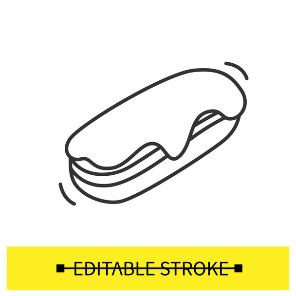 Знак длинного пончика. Кондитерская векторная иллюстрация французского эклера со сливками - Вектор,изображение