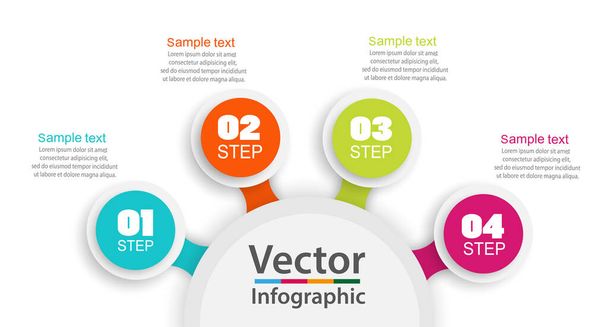 Infographics design template. Business concept with 4 steps or options, can be used for workflow layout, diagram, annual report, web design. Creative banner, label vector - ベクター画像