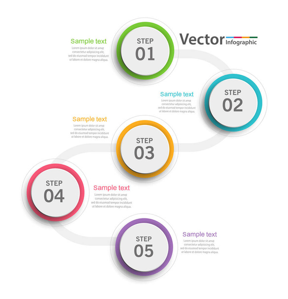 Abstract infographics number options template with  5 steps . Can be  used for workflow layout, diagram, business  options, banner, web design. Vector Eps  10 - Vetor, Imagem