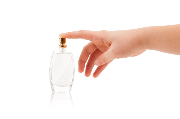 woman hands spraying perfume - 写真・画像