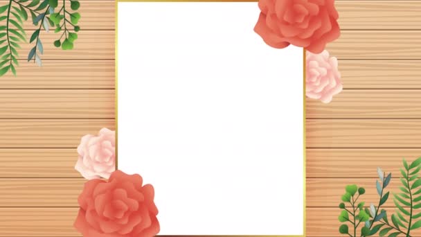 hermosa decoración floral en marco con rosas rosadas
 - Imágenes, Vídeo
