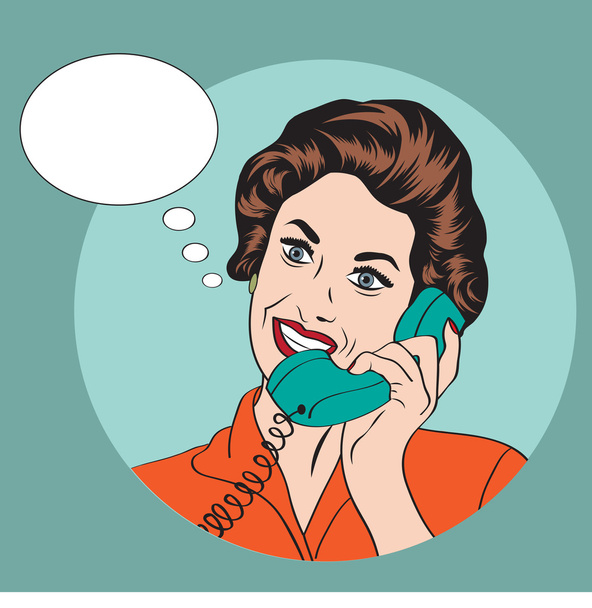 Popart cómic retro mujer hablando por teléfono
 - Foto, imagen