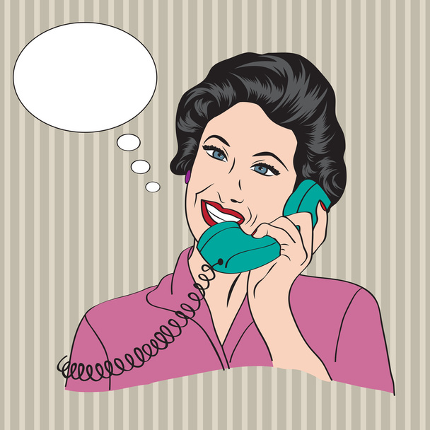 Popart sarjakuva retro nainen puhuu puhelimitse
 - Valokuva, kuva