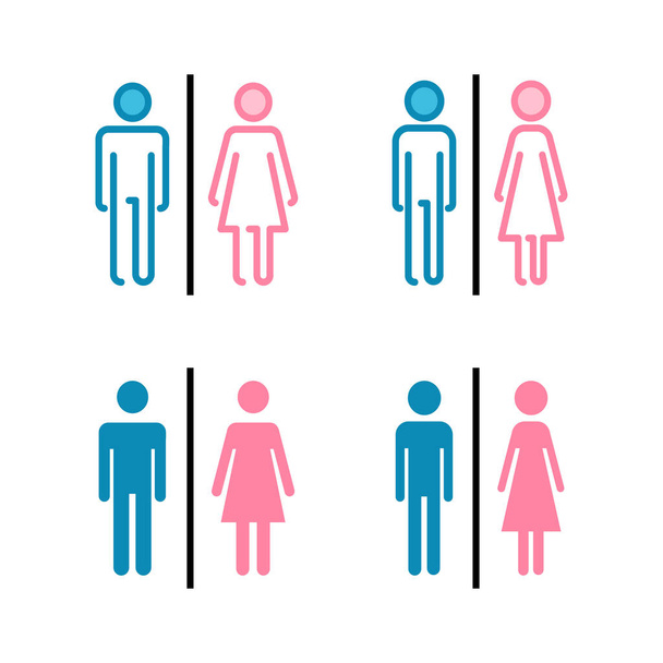 Набор значков туалета. Туалетный знак. Мужчина и женщина вектор знака туалета. Мужская и женская икона - Вектор,изображение