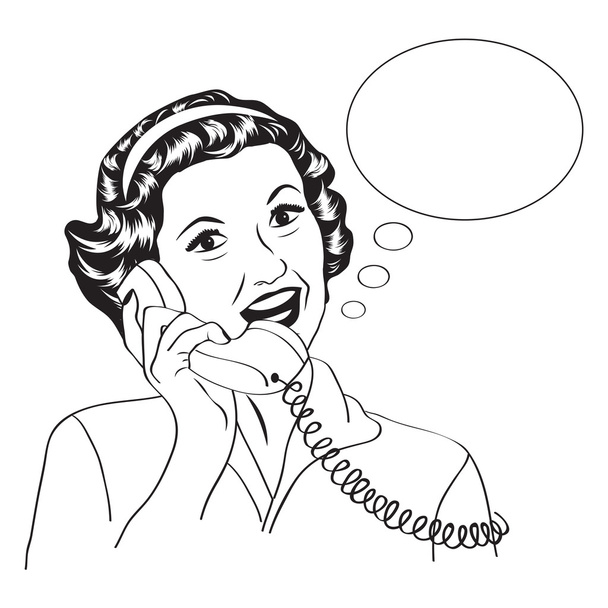 Popart comic retro woman talking by phone - Photo, Image
