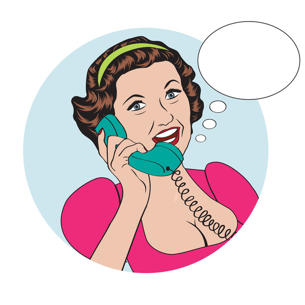 Popart bande dessinée rétro femme parlant par téléphone
 - Photo, image