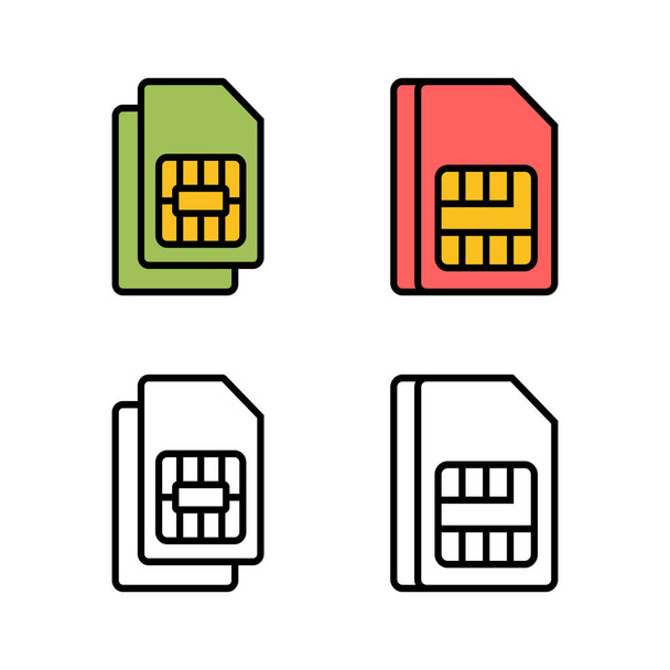 Conjunto de íconos de tarjetas Sim vector. Icono de ranura móvil. Móvil chip de tarjeta SIM de teléfono celular. Doble sim
 - Vector, imagen