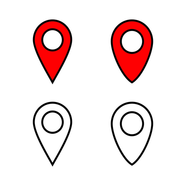 Set di icone Pin. Icona della posizione. Mappa icona puntatore. Punto. Localizzatore. Indirizzo - Vettoriali, immagini