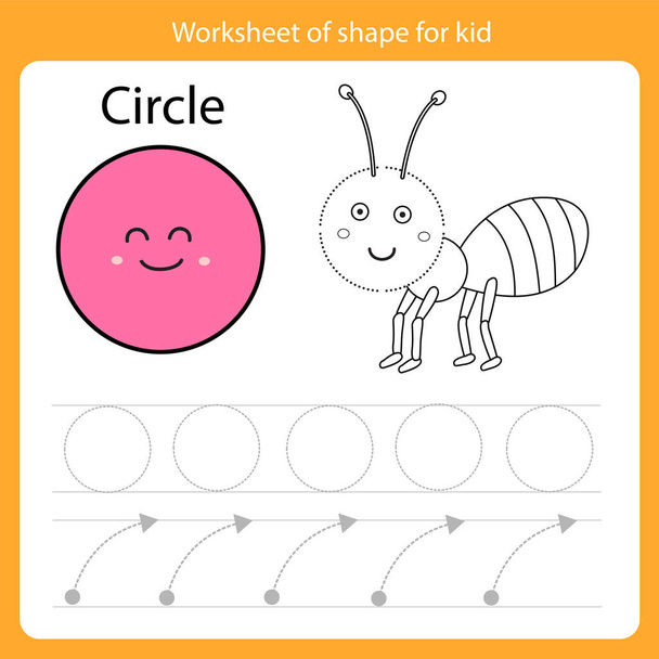 Illustrator of Worksheet of shape for kid circle - Vector, Image