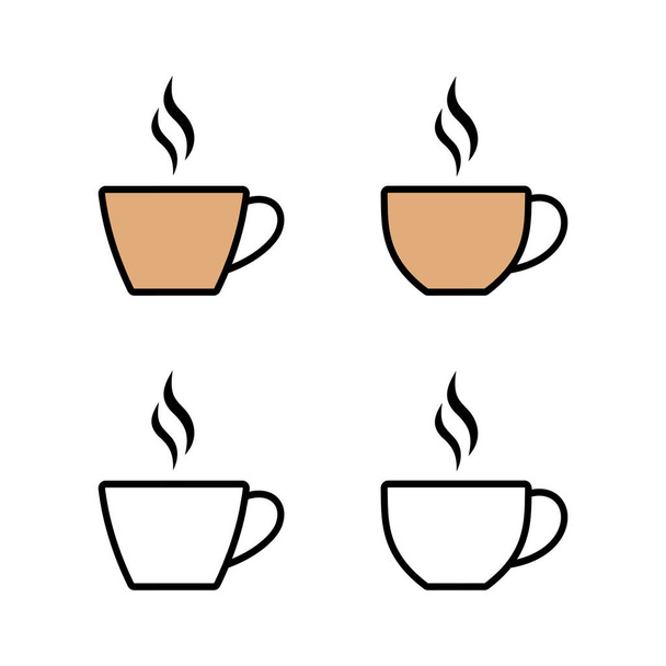 набор векторных значков чашки кофе. Кофейная чашка. Икона кофе. Чашка чая - Вектор,изображение