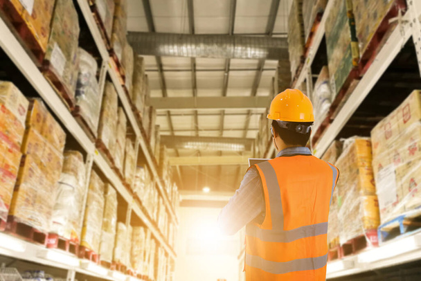 Manager in warehouse business check stock items wholesale industry logistic and export concept . - 写真・画像
