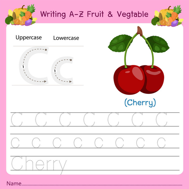 Illustrator van het schrijven a-z Fruit & Vagetable C - Vector, afbeelding