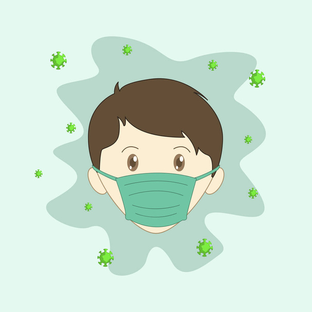 Illustrazione di qualcuno che indossa una maschera, lotta contro un virus
 - Vettoriali, immagini