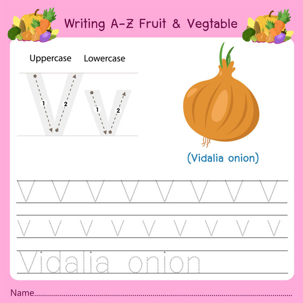 Εικονογράφος της γραφής a-z Φρούτα & Vagetable V - Διάνυσμα, εικόνα