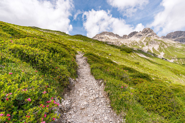 Fantastic hike in the Lechquellen Mountains in Vorarlberg Austria near Lech, Warth, Bludenz - Fotografie, Obrázek