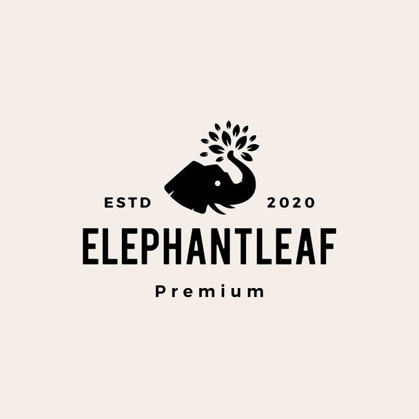 ελέφαντα φύλλα δέντρο hipster vintage λογότυπο εικονογράφηση εικονίδιο φορέα - Διάνυσμα, εικόνα