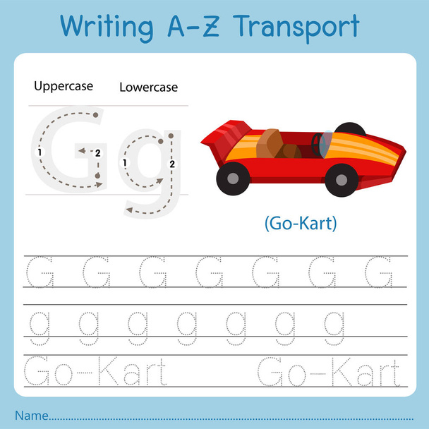Illustrator des Schreibens von a-z Transport G - Vektor, Bild