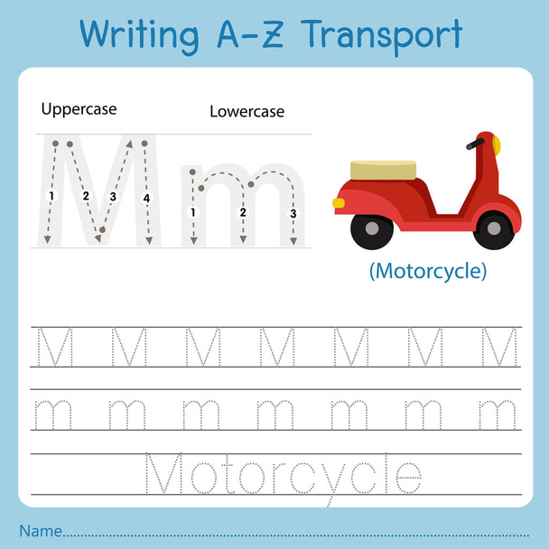 Illustrator des Schreibens von a-z Transport M - Vektor, Bild