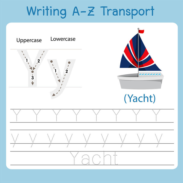 Illustrator of writing a-z transport Y - Vector, Image