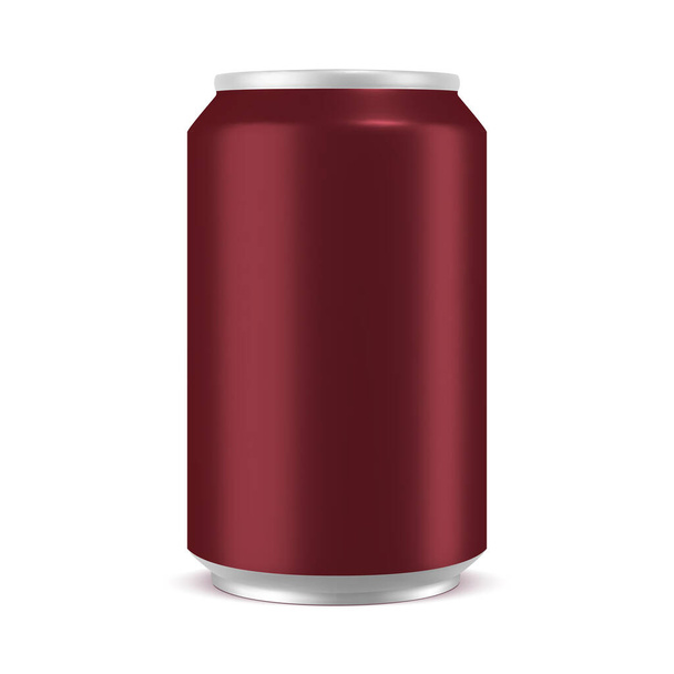 Aluminum can cherry color mockup, realistic vector illustration isolated on white background, blank template for design - Vector, imagen