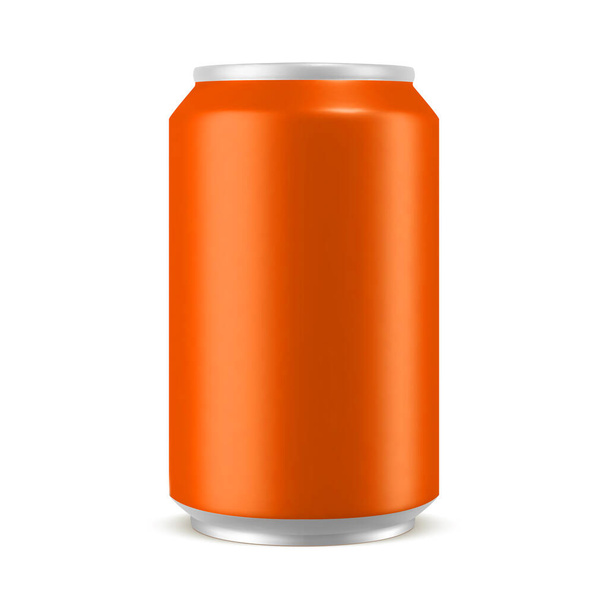 Aluminum can orange color mockup, realistic vector illustration isolated on white background, blank template for design - Vektori, kuva