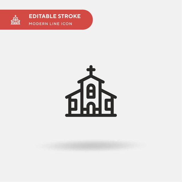 Kilise basit vektör ikonu. Web mobil UI ögesi için resimleme sembolü tasarım şablonu. Düzenlenebilir vuruşlarda mükemmel renk modern piktogram. İş projeniz için kilise simgeleri - Vektör, Görsel