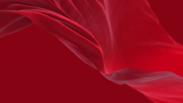 4k Red wavy silk fabric in wind,seamless waving flag cloth loop background. - Footage, Video