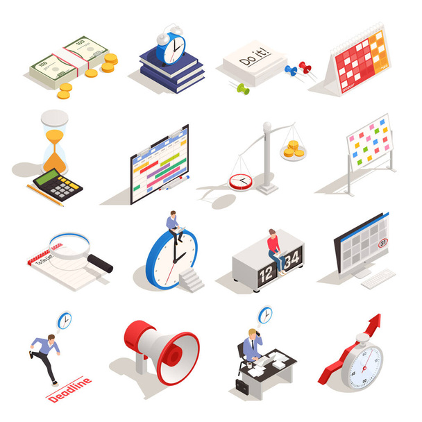 Изометрические иконки бизнес-планирования - Вектор,изображение