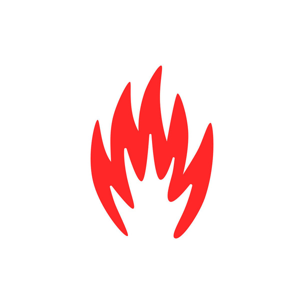 simple red fire icon. symbol concept of fire emoji, lighting creative, dangerous energy. flame mark for spicy dishes on the menu. sticker for hazardous substances isolated on white background for app - Vector, Image