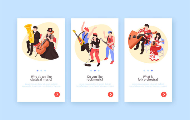 Musicians Isometric Banners Set  - Vector, Image