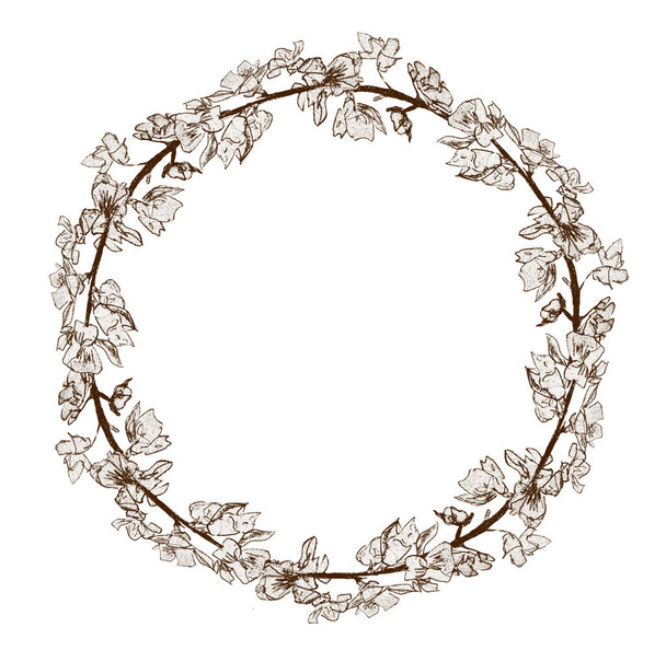 Hand drawn romantic wreath. Gentle design for inviting cards for birthday or wedding - Foto, Bild