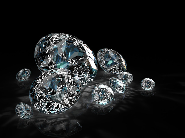 Diamanten Gruppe isoliert auf schwarzem Hintergrund - Foto, Bild
