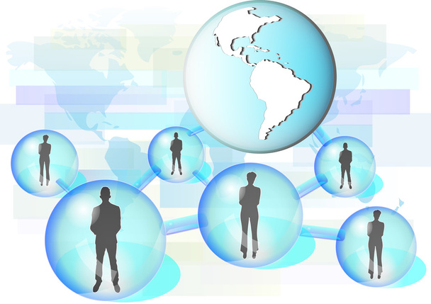 Illustrazione di uomini d'affari connessi in rete con globo. Elementi di questa immagine sono forniti dalla NASA
 - Vettoriali, immagini