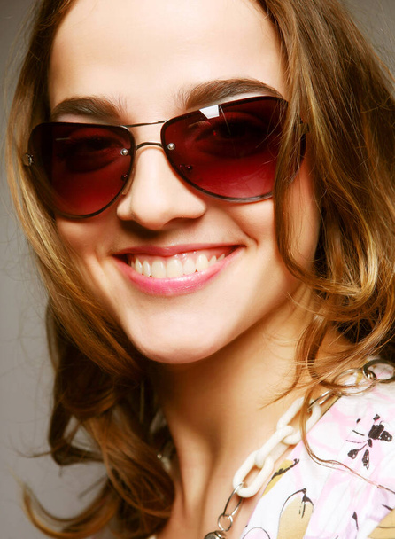 young pretty blond woman with sunglasses - Φωτογραφία, εικόνα