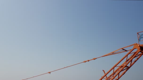 Pomarańczowy żuraw izolowany Błękitne niebo - Materiał filmowy, wideo