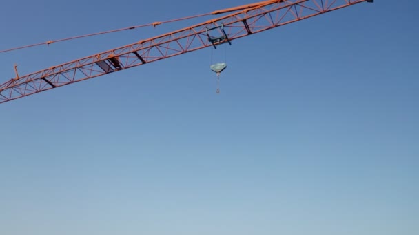 Orange Crane Isolated Blue Sky - Footage, Video