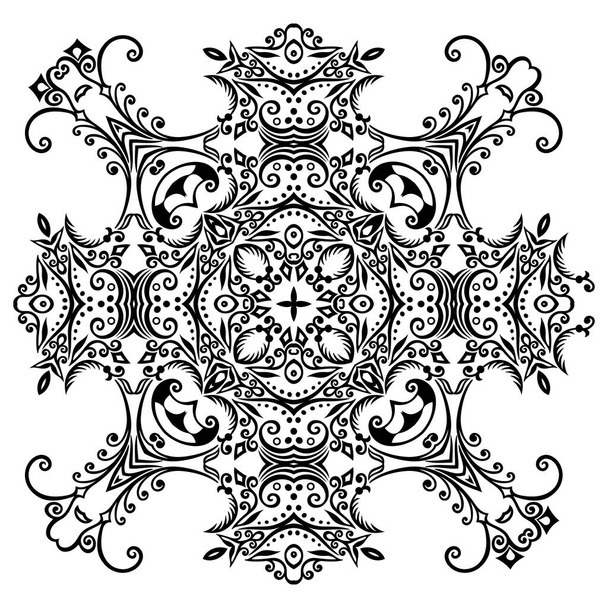 Vector black floral ethnic ornamental illustration - Vector, Image