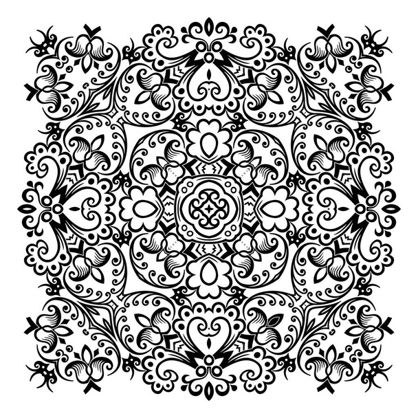 Vector black floral ethnic ornamental illustration - Vector, Image