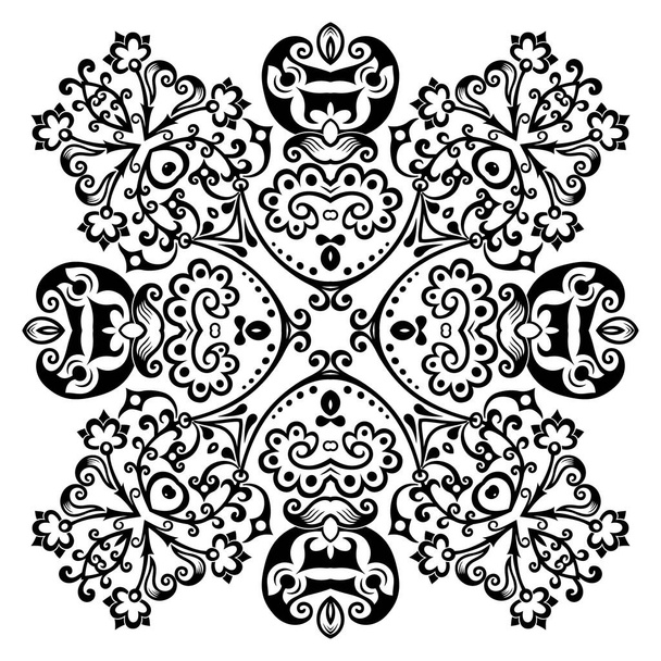 Векторная чёрная цветковая этническая декоративная иллюстрация
 - Вектор,изображение
