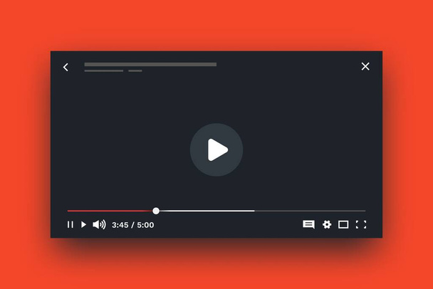 Online player. Live stream video mockup, media player layout with UI elements, timecode and buttons. Vector web screen frame template - Vector, Image