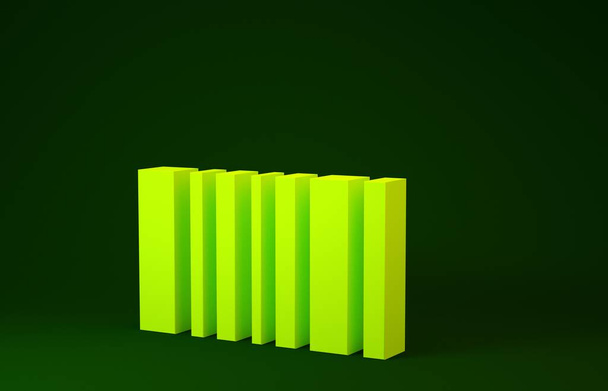 Icono amarillo de código de barras aislado sobre fondo verde. Concepto minimalista. 3D ilustración 3D render
 - Foto, imagen