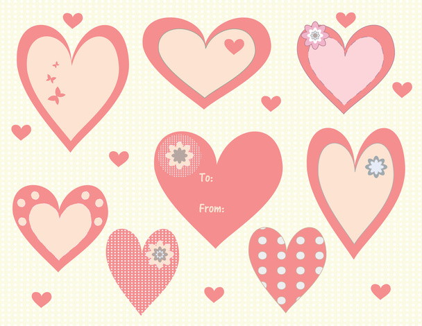 Valentine's Day heart tags and labels - Vector, afbeelding