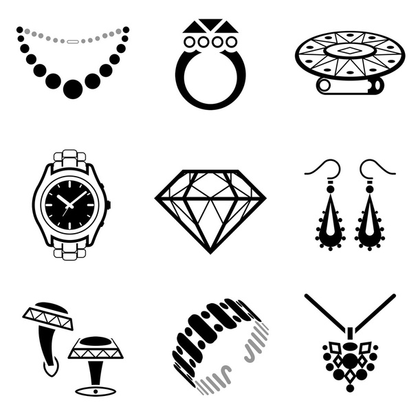 Conjunto de ícones de jóias
 - Vetor, Imagem